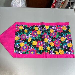 Floral Table Runner with Pink Border